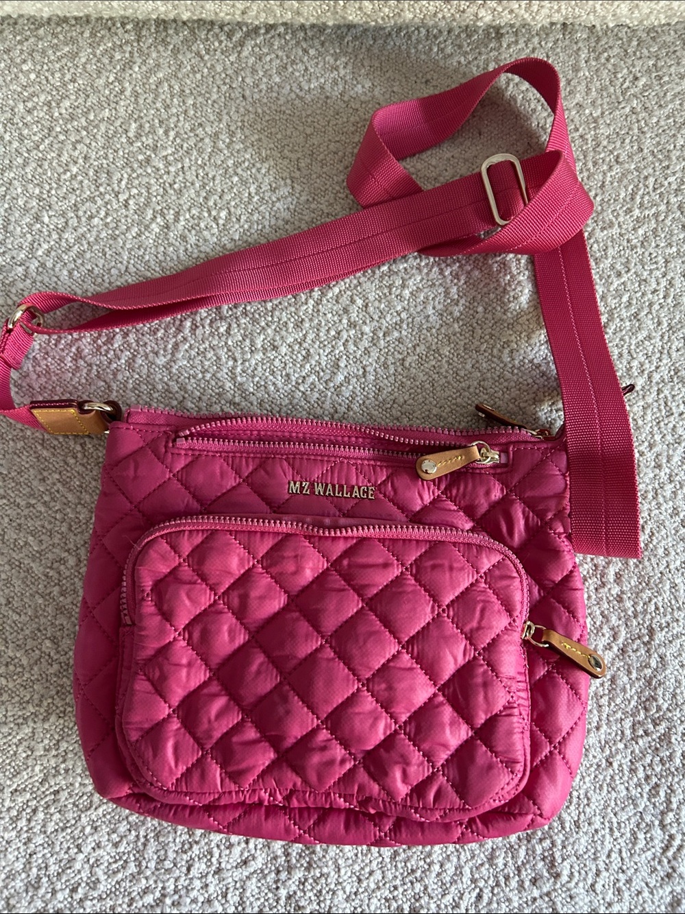 MZ Wallace Quilted Crossbody Bag - Hot Pink